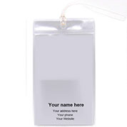 Agency promos Sample of clear cruise tag, know as cabin tag with your imprint